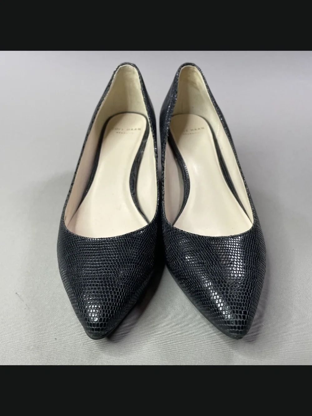 Cole Haan Shoes Womens 6 black snakeskin kitten heels cocktail classic